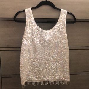 Authentic vintage silver sequin and pearl sleeveless top